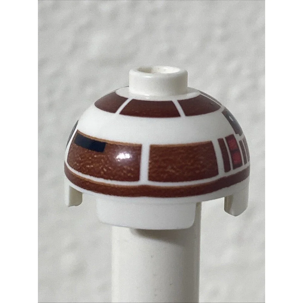 Star Wars LEGO x 2 White Brick, Round 2 x 2 Dome Top with R Brown R7-D4 Droid